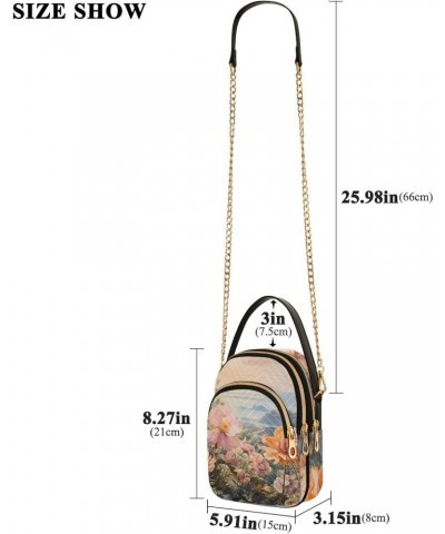 Flowers and Floral Womens Sling Backpack Crossbody Chain Shoulder Bags Waist Packs Multipurpose Handbags for Travel Shopping ...