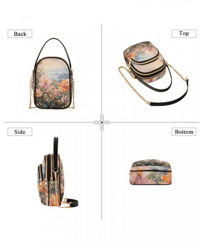 Flowers and Floral Womens Sling Backpack Crossbody Chain Shoulder Bags Waist Packs Multipurpose Handbags for Travel Shopping ...