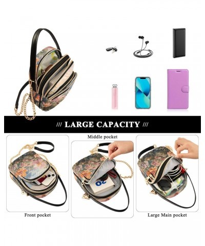 Flowers and Floral Womens Sling Backpack Crossbody Chain Shoulder Bags Waist Packs Multipurpose Handbags for Travel Shopping ...