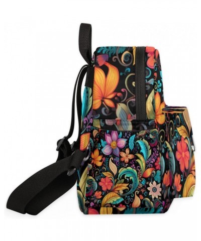 Colorful Paisley Flower Mini Backpack Purse for Women Girls, Abstract Floral Small Backpack Lightweight Casual Travel Bag Day...