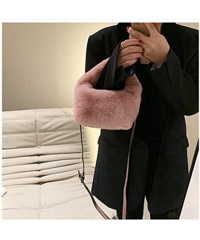 Women Girls Fuzzy Plush Shoulder Bag Soft Warm Cross Bag Fleece Dating Bag Pink $13.50 Shoulder Bags