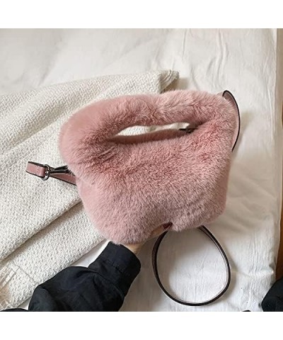 Women Girls Fuzzy Plush Shoulder Bag Soft Warm Cross Bag Fleece Dating Bag Pink $13.50 Shoulder Bags