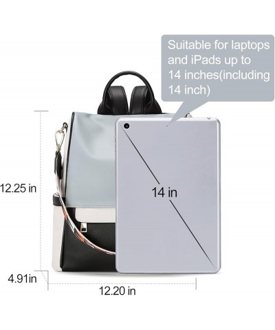 Womens Backpack Purse Leather Anti-theft Large Fashion Designer Travel Bag Ladies Shoulder Bags 1-6 Plain Gray $19.60 Backpacks