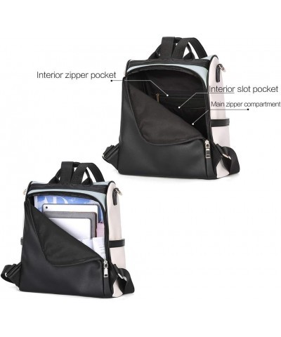 Womens Backpack Purse Leather Anti-theft Large Fashion Designer Travel Bag Ladies Shoulder Bags 1-6 Plain Gray $19.60 Backpacks