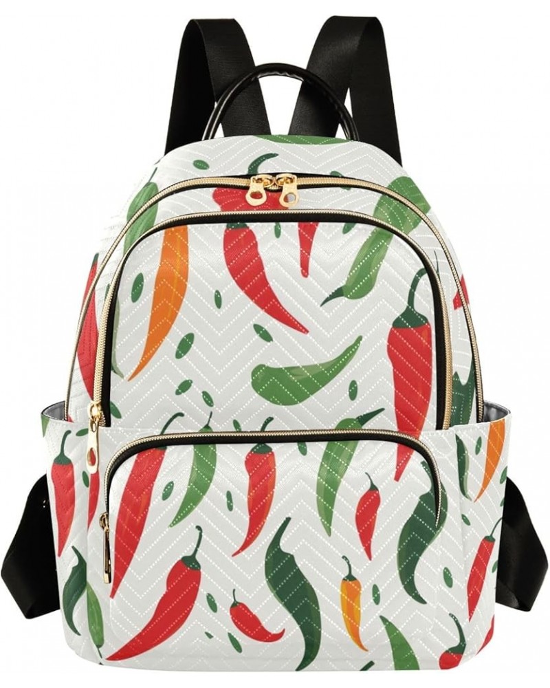 Small Backpack Purse for Women, Red Green Peppers Travel Bag Casual Daypack Shoulder Bag Small $17.28 Backpacks