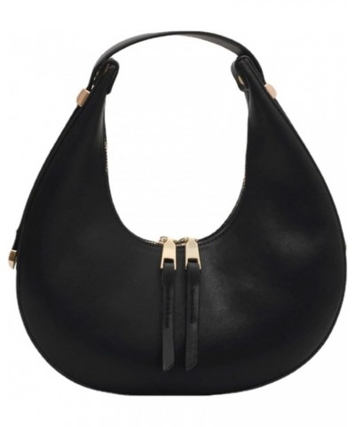 Fashion Crescent Shoulder Bag Cute Small Vegan Leather Hobo Purse Handbags with Zipper Closure & Adjustable Straps Black $16....