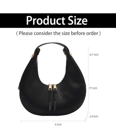 Fashion Crescent Shoulder Bag Cute Small Vegan Leather Hobo Purse Handbags with Zipper Closure & Adjustable Straps Black $16....