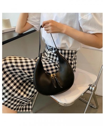 Fashion Crescent Shoulder Bag Cute Small Vegan Leather Hobo Purse Handbags with Zipper Closure & Adjustable Straps Black $16....