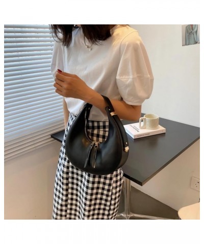 Fashion Crescent Shoulder Bag Cute Small Vegan Leather Hobo Purse Handbags with Zipper Closure & Adjustable Straps Black $16....