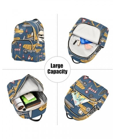 Women Backpack Roadblock Sign Construction Machine Cartoon Anti-Theft Travel Backpack with Luggage Belt Lightweight Handbag L...