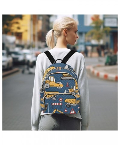 Women Backpack Roadblock Sign Construction Machine Cartoon Anti-Theft Travel Backpack with Luggage Belt Lightweight Handbag L...