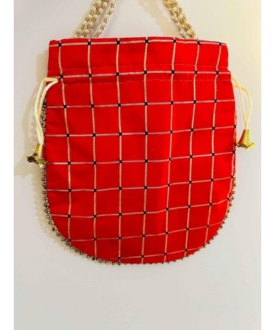 EthnicTreasure Handicrafted Women Potli Bags, Evening Handbags for womenBest for gifting/Pearls Handle Purse Clutch Purse Red...