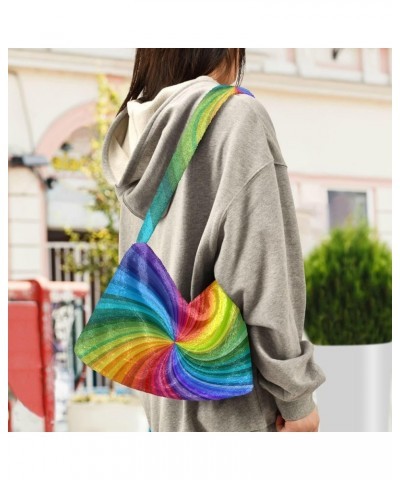 Flying Bees Cartoon Womens Shoulder Handbags, Purse Handbag Shoulder Bag, Womens Outdoor Bag Rainbow Colored Swirl Twisting $...