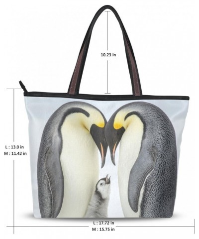 Women Top Handle Tote Bag Penguins Family Shoulder Bag Handbag $11.07 Shoulder Bags