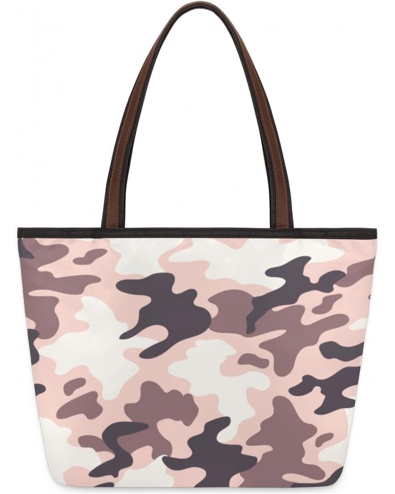 Women Tote Bag Large Handbag Camouflage Print Pattern Shoulder Bag Zippered Satchel Purse Work Travel Beach Tote Bag $9.22 Sa...