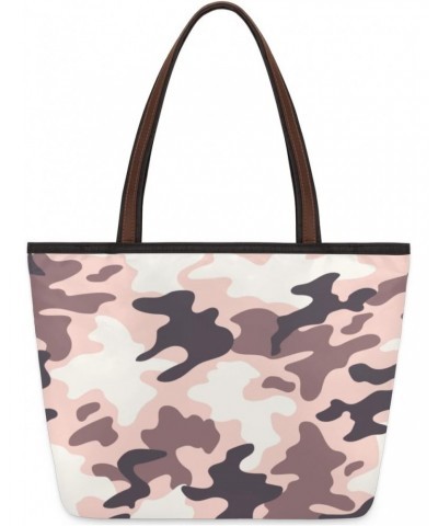 Women Tote Bag Large Handbag Camouflage Print Pattern Shoulder Bag Zippered Satchel Purse Work Travel Beach Tote Bag $9.22 Sa...