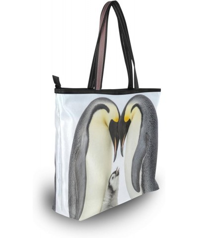 Women Top Handle Tote Bag Penguins Family Shoulder Bag Handbag $11.07 Shoulder Bags