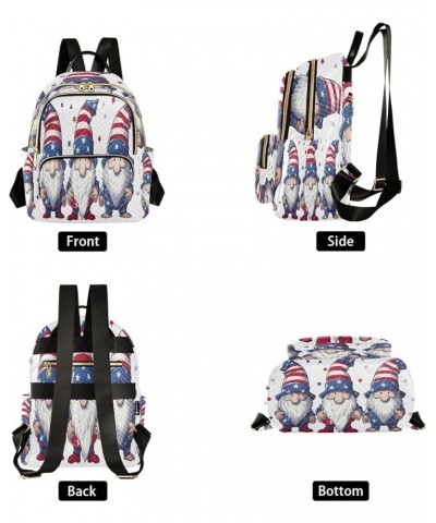 Patriotic Cartoon Gnomes Quilted Backpack for Women Purse Shoulder Bag Travel Bags for Daily Work Nurse S Medium $15.50 Backp...