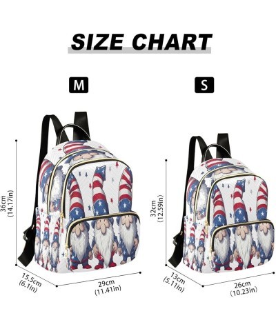 Patriotic Cartoon Gnomes Quilted Backpack for Women Purse Shoulder Bag Travel Bags for Daily Work Nurse S Medium $15.50 Backp...