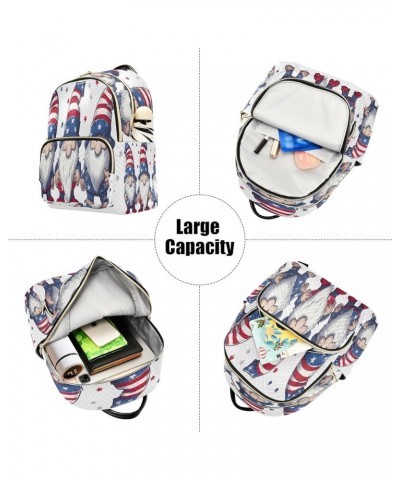 Patriotic Cartoon Gnomes Quilted Backpack for Women Purse Shoulder Bag Travel Bags for Daily Work Nurse S Medium $15.50 Backp...