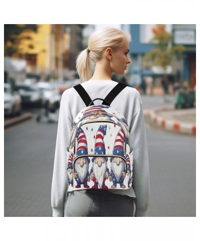 Patriotic Cartoon Gnomes Quilted Backpack for Women Purse Shoulder Bag Travel Bags for Daily Work Nurse S Medium $15.50 Backp...