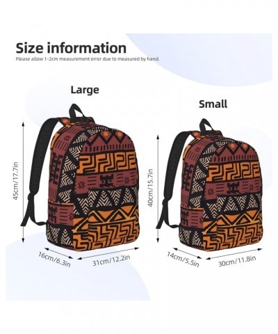 African Mud Cloth Tribal Print Casual Double Shoulder Daypack,Anti-Theft Travel Canvas Backpack For Men And Women Black Mediu...