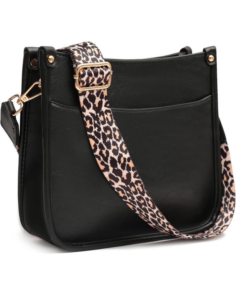 Women's Crossbody Shoulder Bag with Leopard Guitar Strap,Vegan Faux Leather Purse Handbag Bucket Tote Bag Black $23.77 Crossb...