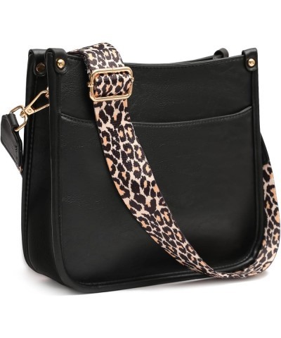 Women's Crossbody Shoulder Bag with Leopard Guitar Strap,Vegan Faux Leather Purse Handbag Bucket Tote Bag Black $23.77 Crossb...