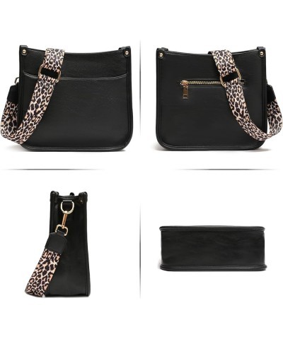 Women's Crossbody Shoulder Bag with Leopard Guitar Strap,Vegan Faux Leather Purse Handbag Bucket Tote Bag Black $23.77 Crossb...