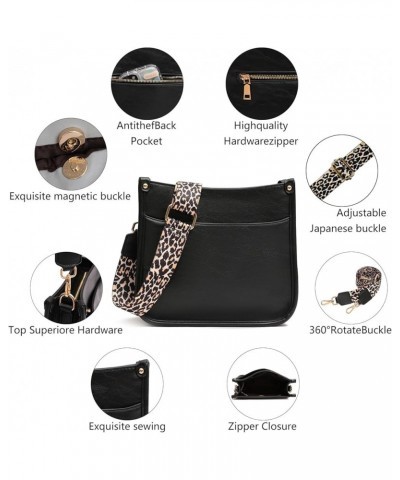 Women's Crossbody Shoulder Bag with Leopard Guitar Strap,Vegan Faux Leather Purse Handbag Bucket Tote Bag Black $23.77 Crossb...