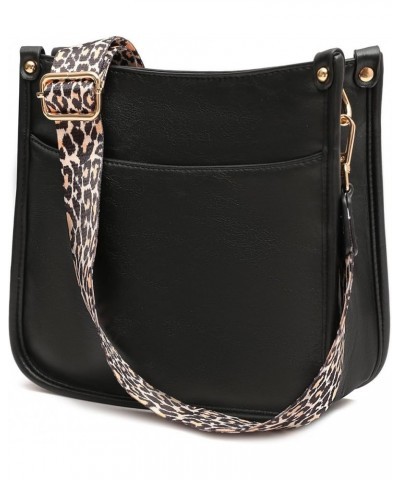 Women's Crossbody Shoulder Bag with Leopard Guitar Strap,Vegan Faux Leather Purse Handbag Bucket Tote Bag Black $23.77 Crossb...