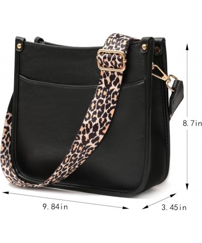 Women's Crossbody Shoulder Bag with Leopard Guitar Strap,Vegan Faux Leather Purse Handbag Bucket Tote Bag Black $23.77 Crossb...