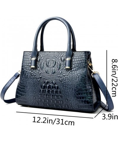 Handbag Tote Purse for Women Crocodile Pattern Embossed Top-handle Satchel Fuax Leather Shoulder Bag Blue $19.37 Totes