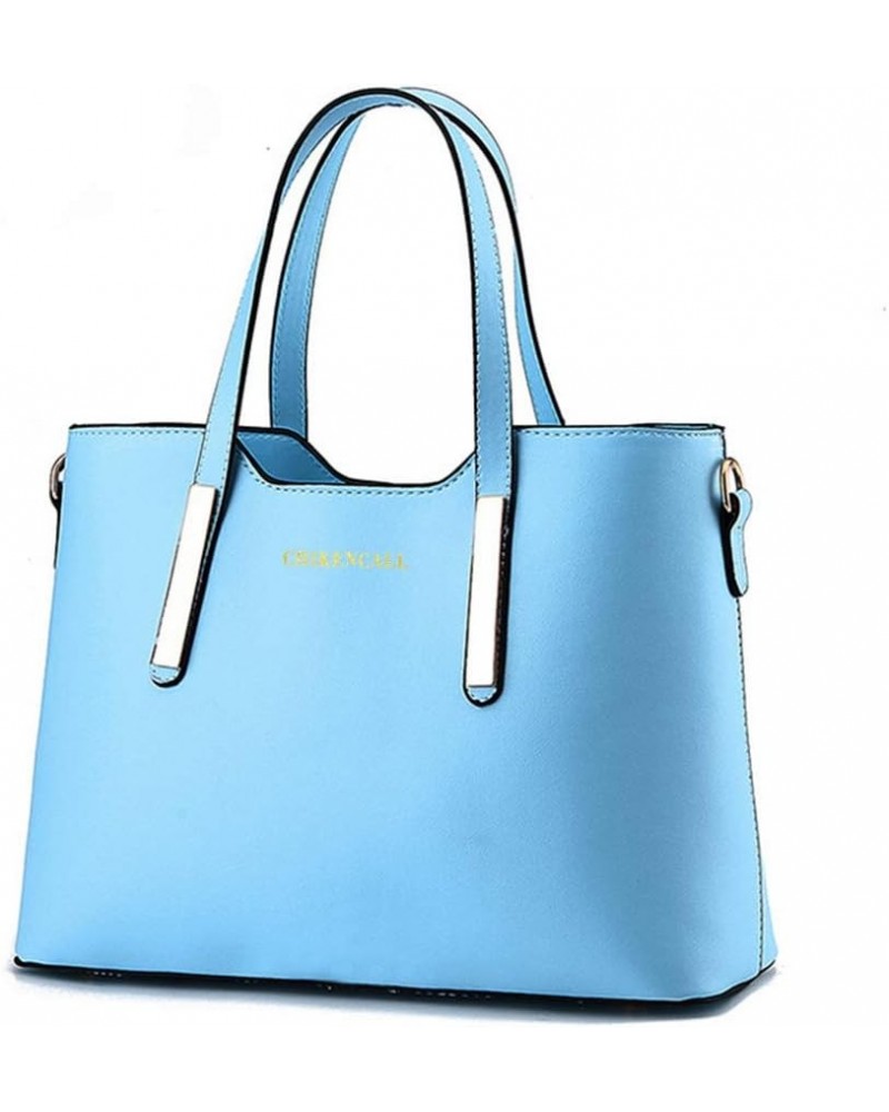 Chikencall®Women Clacssic Tote Bag Fashion Handbag And Purses Ladies Shoulder Bag Top Handle Satchel Light Blue $18.00 Totes