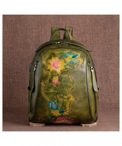 Vintage Lady Bag First Layer Leather Backpack Female Reuse Flower Travel Bag Backpack Female (Color : Gray) Red $48.43 Backpacks