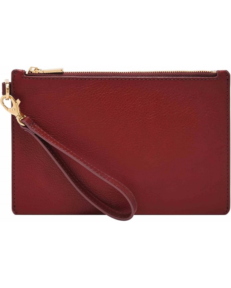 Women's Leather Wristlet Wallet Pouch with Removable Strap for Women Scarlet $32.00 Wristlets