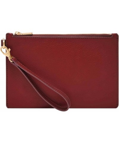 Women's Leather Wristlet Wallet Pouch with Removable Strap for Women Scarlet $32.00 Wristlets