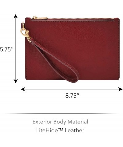 Women's Leather Wristlet Wallet Pouch with Removable Strap for Women Scarlet $32.00 Wristlets