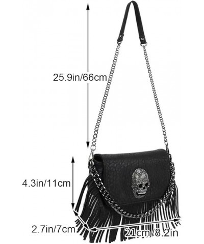 Women Women Studded Skull Crossbody Bag Gothic Flip Shoulder Bag Travel Leather Tassels Handbag Cellphone Purse Black Black $...