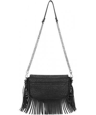 Women Women Studded Skull Crossbody Bag Gothic Flip Shoulder Bag Travel Leather Tassels Handbag Cellphone Purse Black Black $...