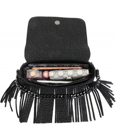 Women Women Studded Skull Crossbody Bag Gothic Flip Shoulder Bag Travel Leather Tassels Handbag Cellphone Purse Black Black $...