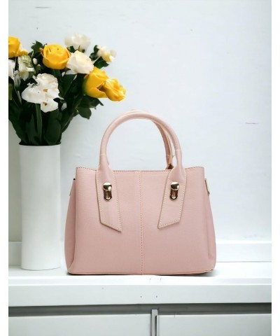 Cascadia Medium-Sized Faux Leather Handbag - Women's Tote and Shoulder Bag R1153 Light Pink $19.80 Satchels