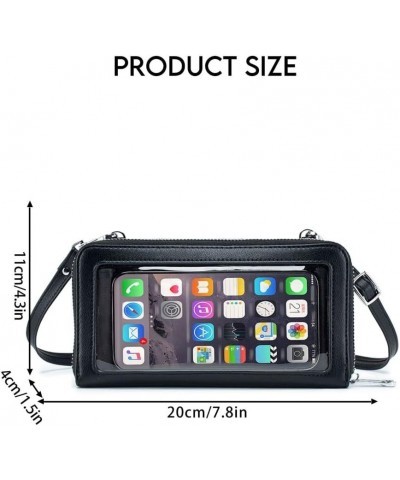 Genuine Leather Crossbody Bag for Women Shoulder Handbag Touch Screen Mobile Phone Bag (Black) Black $16.79 Shoulder Bags