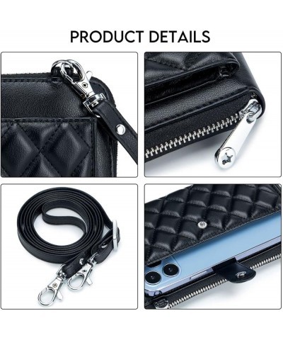 Genuine Leather Crossbody Bag for Women Shoulder Handbag Touch Screen Mobile Phone Bag (Black) Black $16.79 Shoulder Bags