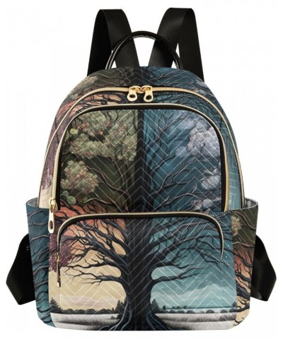 Women's Medium Fashion Backpack Tree Of Four Season Print Ladies Travel Daypack Aesthetic Shoulder Bag 10.2×5.1×12.5 IN $18.7...