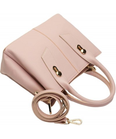 Cascadia Medium-Sized Faux Leather Handbag - Women's Tote and Shoulder Bag R1153 Light Pink $19.80 Satchels