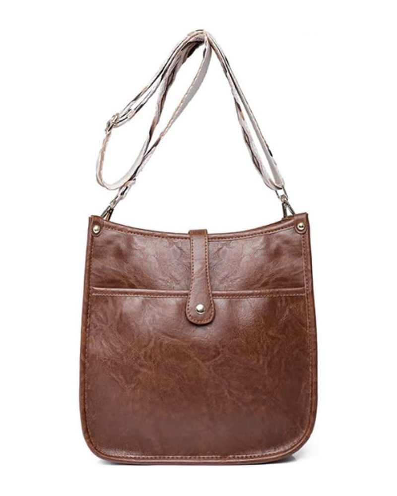 Women Crossbody Bags Wide Shoulder Strap Exquisite Handbag Shoulder Bags Purse Brown $23.54 Totes