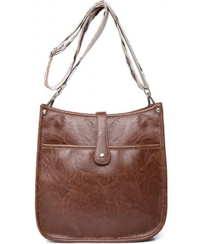 Women Crossbody Bags Wide Shoulder Strap Exquisite Handbag Shoulder Bags Purse Brown $23.54 Totes