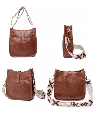 Women Crossbody Bags Wide Shoulder Strap Exquisite Handbag Shoulder Bags Purse Brown $23.54 Totes