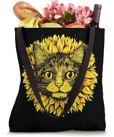 Artistic funny Cat Face in the middle of Sunflower Standard Tote Bag $12.23 Totes